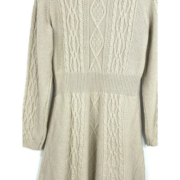 New Lucky Brand Womens Size XL Peyote Beige Cable Knit Chunky Sweater Dress N4 - Picture 6 of 12